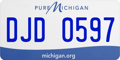 MI license plate DJD0597
