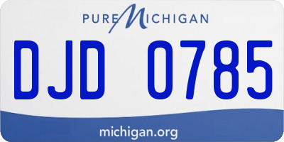 MI license plate DJD0785