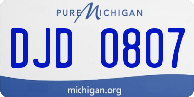 MI license plate DJD0807