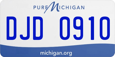 MI license plate DJD0910