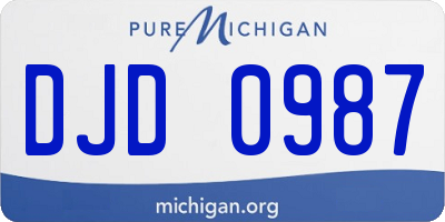 MI license plate DJD0987