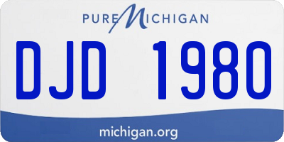 MI license plate DJD1980