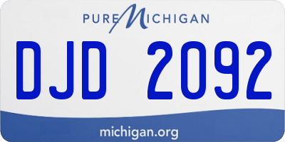 MI license plate DJD2092