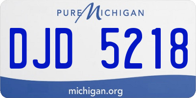 MI license plate DJD5218