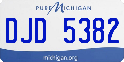 MI license plate DJD5382