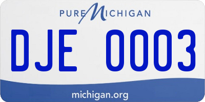 MI license plate DJE0003