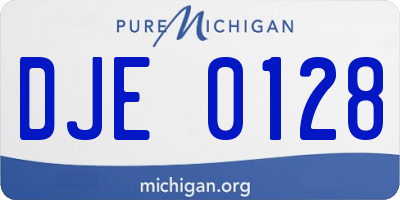 MI license plate DJE0128