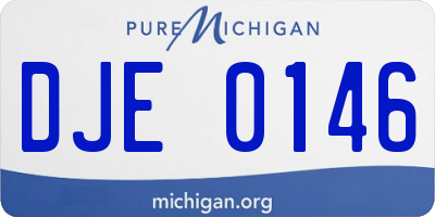 MI license plate DJE0146