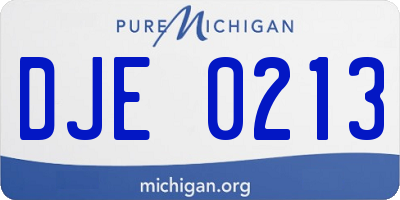 MI license plate DJE0213