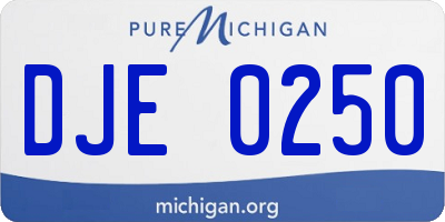 MI license plate DJE0250