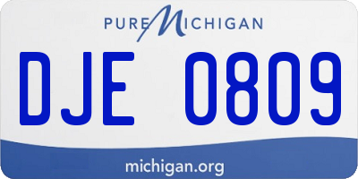 MI license plate DJE0809