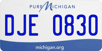 MI license plate DJE0830
