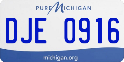MI license plate DJE0916