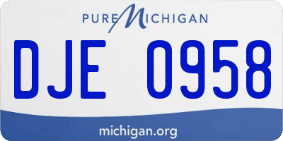 MI license plate DJE0958