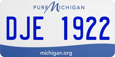 MI license plate DJE1922