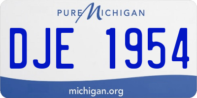 MI license plate DJE1954