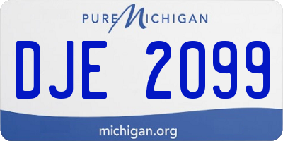 MI license plate DJE2099