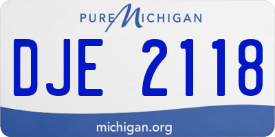 MI license plate DJE2118