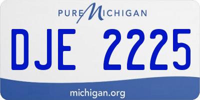 MI license plate DJE2225