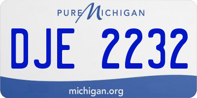 MI license plate DJE2232