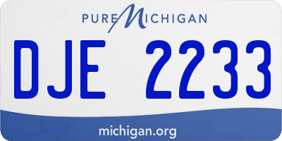 MI license plate DJE2233