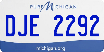 MI license plate DJE2292