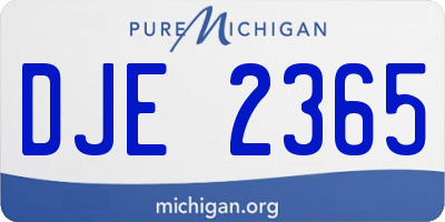 MI license plate DJE2365