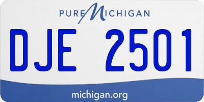 MI license plate DJE2501