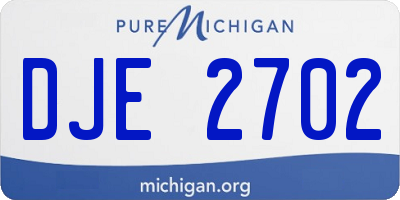 MI license plate DJE2702
