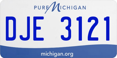 MI license plate DJE3121