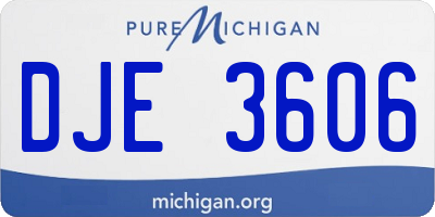 MI license plate DJE3606