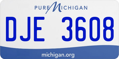 MI license plate DJE3608
