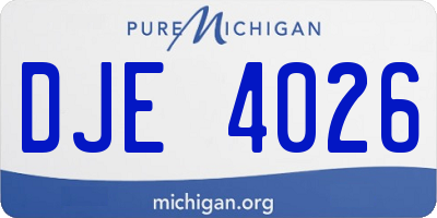 MI license plate DJE4026