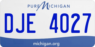 MI license plate DJE4027