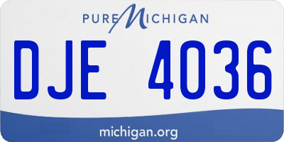 MI license plate DJE4036