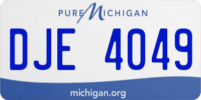 MI license plate DJE4049