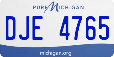 MI license plate DJE4765