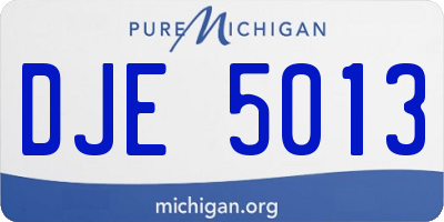 MI license plate DJE5013