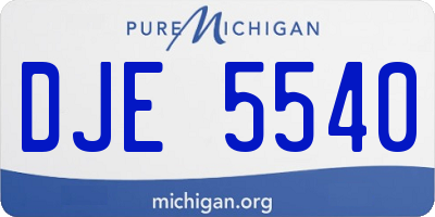 MI license plate DJE5540