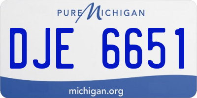 MI license plate DJE6651