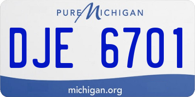 MI license plate DJE6701