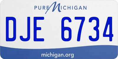 MI license plate DJE6734
