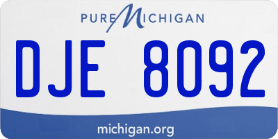 MI license plate DJE8092