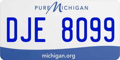 MI license plate DJE8099