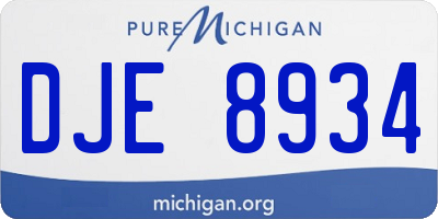 MI license plate DJE8934