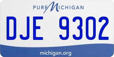 MI license plate DJE9302