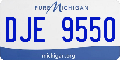 MI license plate DJE9550