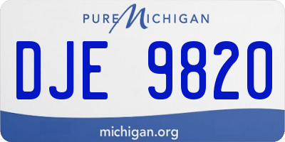 MI license plate DJE9820