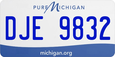 MI license plate DJE9832