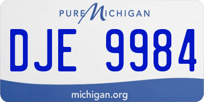 MI license plate DJE9984